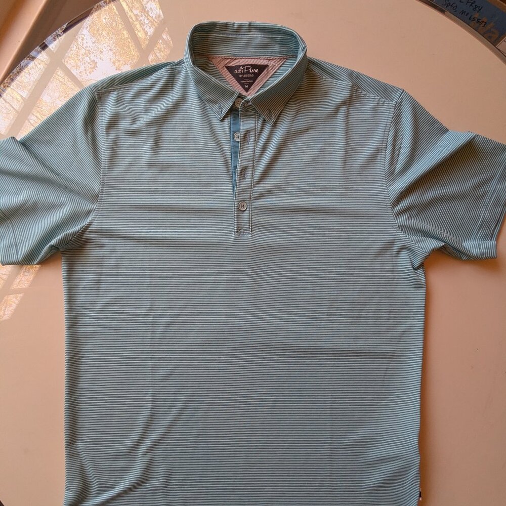 Men’s AdiPure By Adidas Size M Striped Polo Shirt